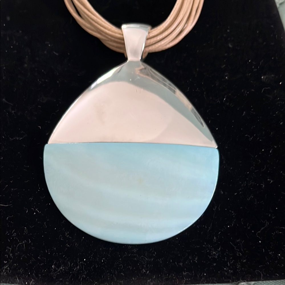 Silver and Blue Pendant Necklace